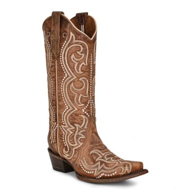 Image showing 0 th Circle G 13 in. Embroidery Cowhide Western Boot Snip Toe, Brown, L