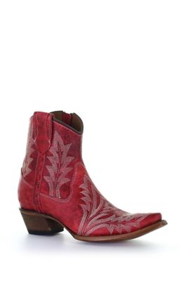 Circle G Women's 8.5 in. Embroidery/Zipper Cowhide Urban Ankle Boot Snip Toe, L5704