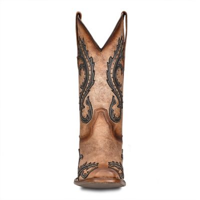 Image showing  Women's Overlay/Embroidery/Studs Cowhide Western Boot Square Toe, L2052