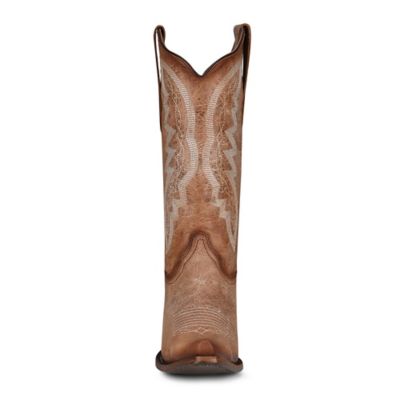 Image showing  Women's 13 in. Embroidery/Studs Cowhide Western Boots, Snip Toe, Light Brown, L