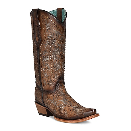 Corral Women's Embroidery/Studs Goat Western Boot Snip Toe, C3972