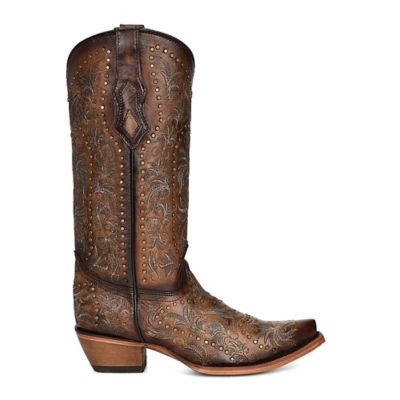 Image showing  Women's Snip Toe Embroidered and Studded Goat Western Boots