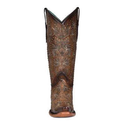Image showing  Women's Snip Toe Embroidered and Studded Goat Western Boots