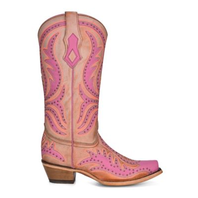 Image showing  Women's Snip Toe Overlay/Embroidery/Studs Cowhide Western Boots, C3970
