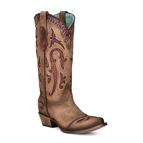 Corral Women's Laser/Embroidery Goat/Cowhide Western Boot Snip Toe, C3924