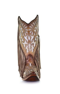 Image showing  Women's Snip Toe Laser/Embroidery/Studs/Fringe Cowhide/Lamb Western Boots