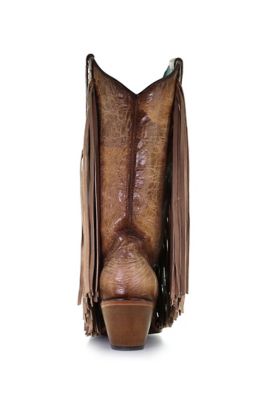 Image showing  Women's Snip Toe Laser/Embroidery/Studs/Fringe Cowhide/Lamb Western Boots