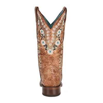 Image showing  Women's Snip Toe Embroidered Cowhide Western Boots, Cognac