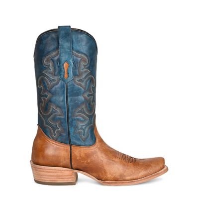 Circle G Men's Embroidery Cowhide Western Boots, Round Toe