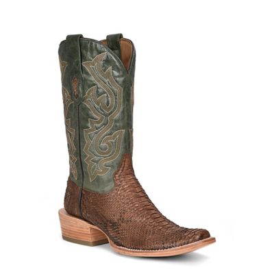 Corral Men's Overlay/Embroidery Python Reticulatus Western Boot Narrow Square Toe, A4287