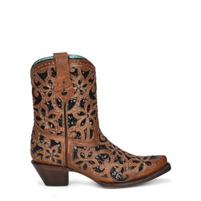Corral Women's Inlay/Studs Cowhide Snip Toe Western Boots
