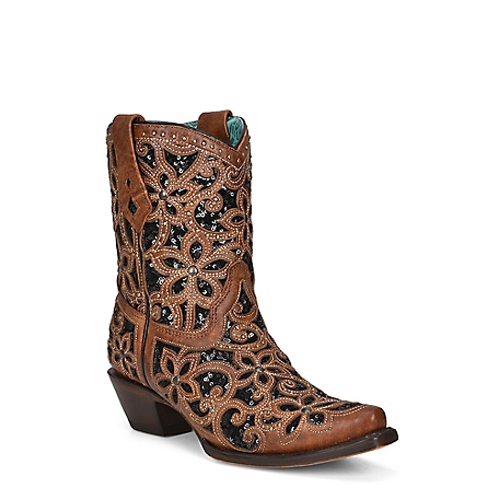Corral Women's Inlay/Studs Cowhide Western Boot Snip Toe, A4278
