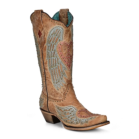 Corral Women's Overlay/Embroidery/Studs Cowhide Western Boot Snip Toe, A4235