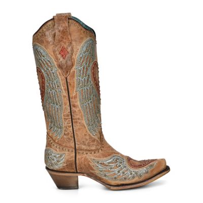 Image showing  Women's Snip Toe Overlay/Embroidery/Studs Cowhide Western Boots