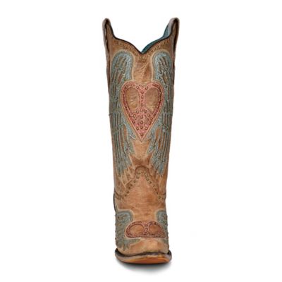 Image showing  Women's Snip Toe Overlay/Embroidery/Studs Cowhide Western Boots