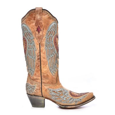 Image showing 1 th Corral Women's Snip Toe Overlay/Embroidery/Studs Cowhide Western Boots