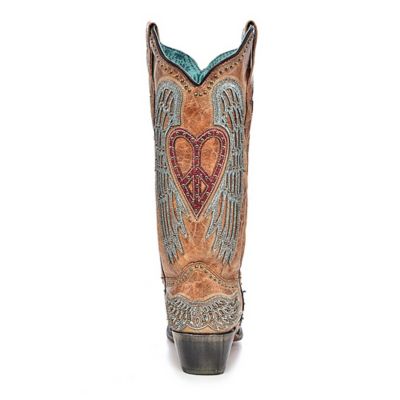 Image showing 3 th Corral Women's Snip Toe Overlay/Embroidery/Studs Cowhide Western Boots