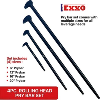 Image showing  4 pc. Rolling Head Pry Bar Set 6 in., 12 in., 16 in., 20 in.
