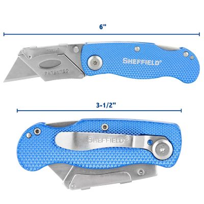 Image showing  Folding Lock Back Utility Knives - 3 Pack - Blue, 12514