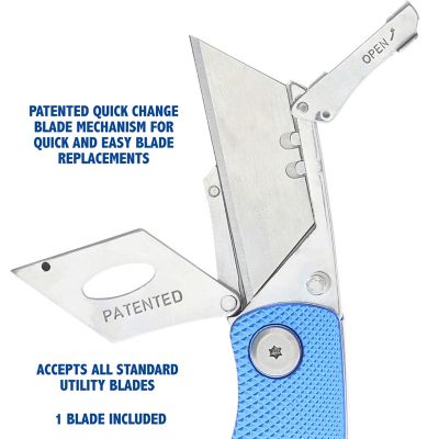 Image showing  Folding Lock Back Utility Knives - 3 Pack - Blue, 12514