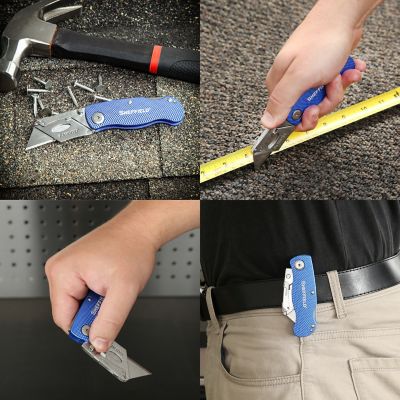 Image showing 8 th Sheffield Folding Lock Back Utility Knives - 3 Pack - Blue, 12514