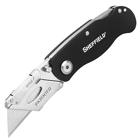 Sheffield Folding Lock Back Utility Knife - Black, 12613,