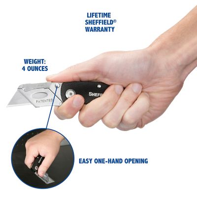 Image showing 5 th Sheffield Folding Lock Back Utility Knife - Black, 12613