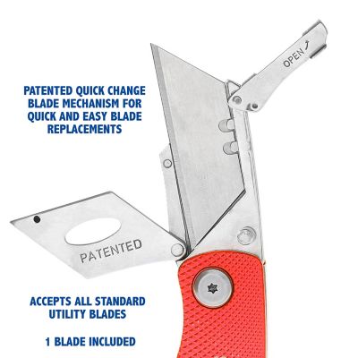Image showing  Folding Lock Back Utility Knife - Red, 12614