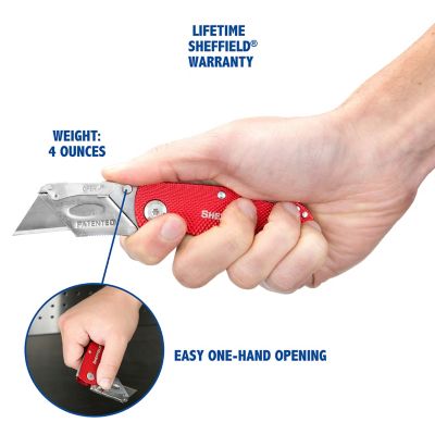 Image showing 5 th Sheffield Folding Lock Back Utility Knife - Red, 12614