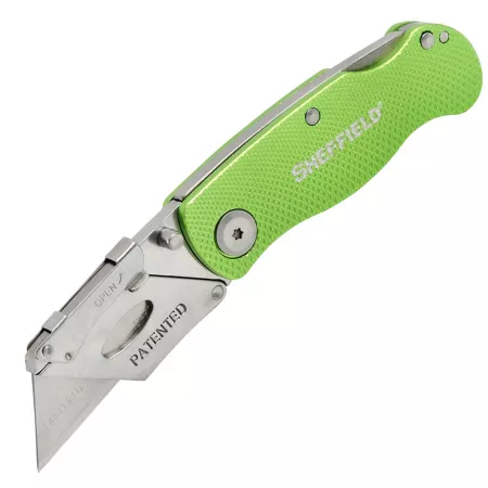 Sheffield Locking Back Folding Utility Knife - Hi Vis Green 12615 Knives