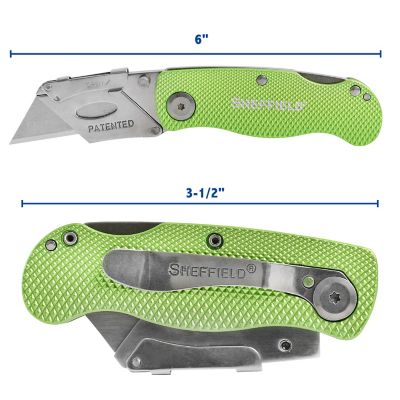 Image showing  Folding Lock Back Utility Knife - Hi-Vis Green, 12615