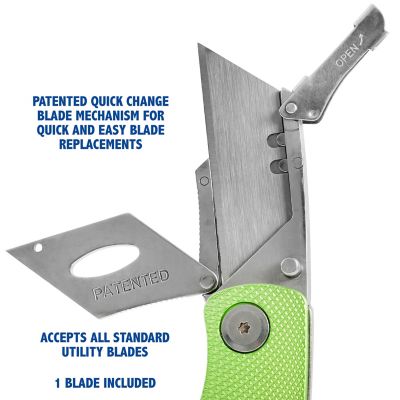 Image showing  Folding Lock Back Utility Knife - Hi-Vis Green, 12615