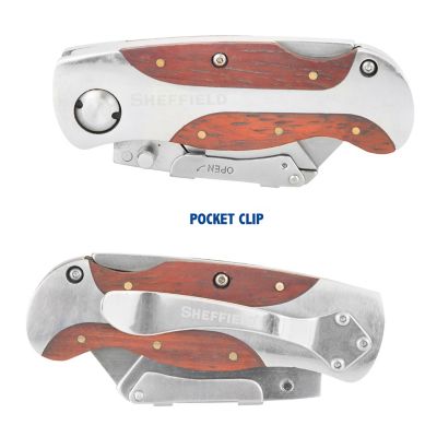 Image showing  Premium Folding Lock Back Utility Knife with Sheath, 12818