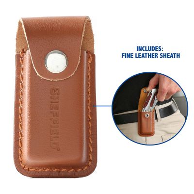 Image showing 5 th Sheffield Premium Folding Lock Back Utility Knife with Sheath, 12818