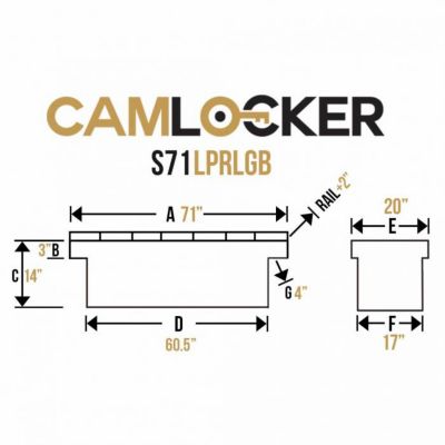 Image showing  Low Profile Aluminum Crossover Truck Toolbox with Rail, CAMS71LPRLGB