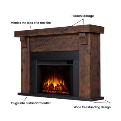 Image showing 6 th Real Flame Electric Indoor Gunnison Grand Fireplace in Chestnut Barnwood
