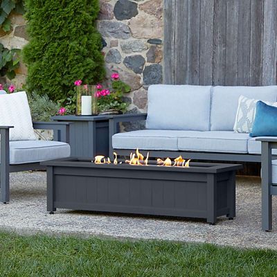 Ortun 50"" Rectangle Steel Propane Fire Pit Table by Real Flame -  1370LP-GRY