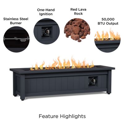 Image showing  Ortun Rectangle Propane Fire Table, 1370LP-GRY