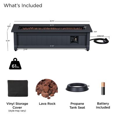 Image showing  Ortun Rectangle Propane Fire Table, 1370LP-GRY