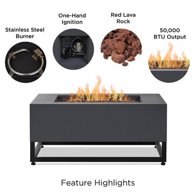 Image showing  Blake Square Propane Fire Table with Natural Gas Conversion Kit