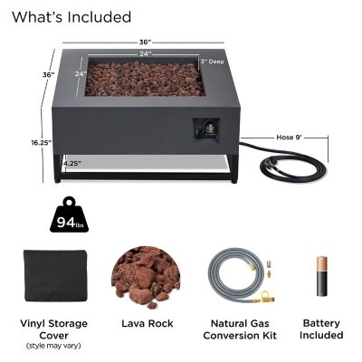 Image showing  Blake Square Propane Fire Table with Natural Gas Conversion Kit