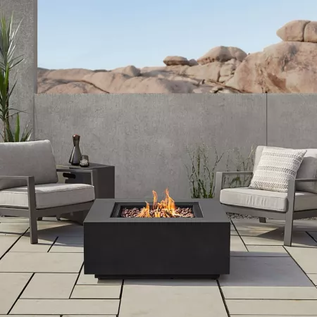 Real Flame Aegean Square Propane Fire Table with Natural Gas Conversion Kit C9812LP-BLK Fire Pits