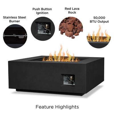 Image showing  Aegean Square Propane Fire Table with Natural Gas Conversion Kit, C9812LP-BLK