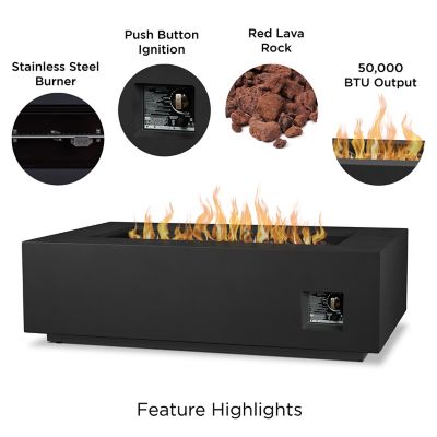 Image showing  Aegean 50 in. Rectangle Propane Fire Table with Natural Gas Conversion Kit, C9813LP-BLK