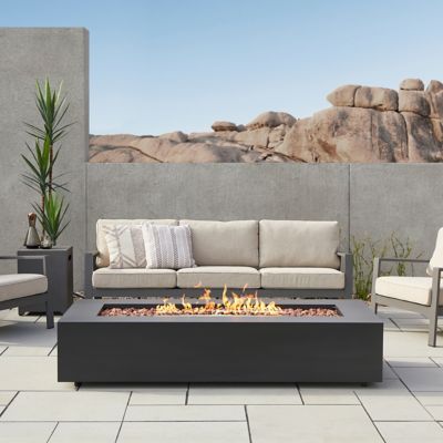 Real Flame Aegean 70 in. Rectangle Propane Fire Table with Natural Gas Conversion Kit, C9814LP-BLK