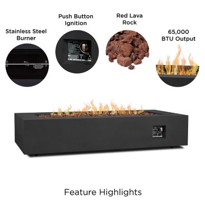 Image showing  Aegean 70 in. Rectangle Propane Fire Table with Natural Gas Conversion Kit, C9814LP-BLK