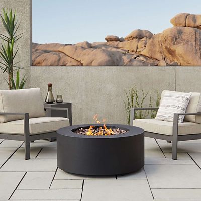 Real Flame Aegean Round Propane Fire Table with Natural Gas Conversion Kit, C9815LP-MGRY