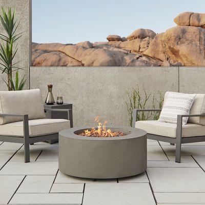 Real Flame Aegean Round Propane Fire Table with Natural Gas Conversion Kit, C9815LP-MGRY