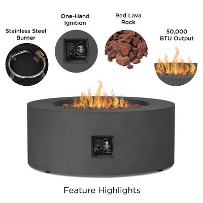 Image showing  Aegean Round Propane Fire Table with Natural Gas Conversion Kit