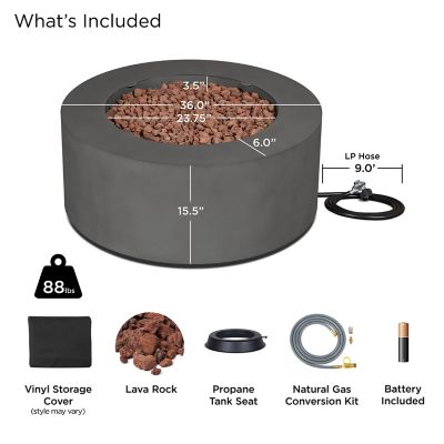Image showing  Aegean Round Propane Fire Table with Natural Gas Conversion Kit